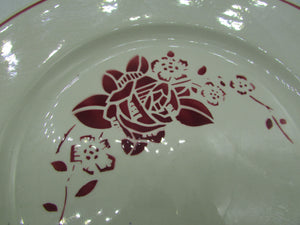 assiettes plates vintage Sarreguemines DV France Unic décor de rose au pochoir