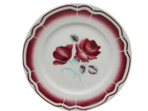 anciennes assiettes plates faïence Badonviller décor de roses