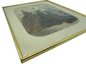 gravures de mode XIXème siècle encadrées bois doré