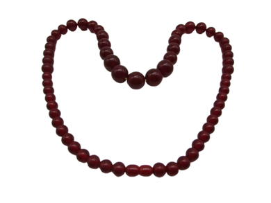collier perles bakelite rouge cerise art deco