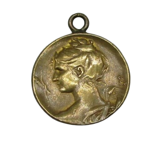 médaille pendentif plaqué or art-nouveau